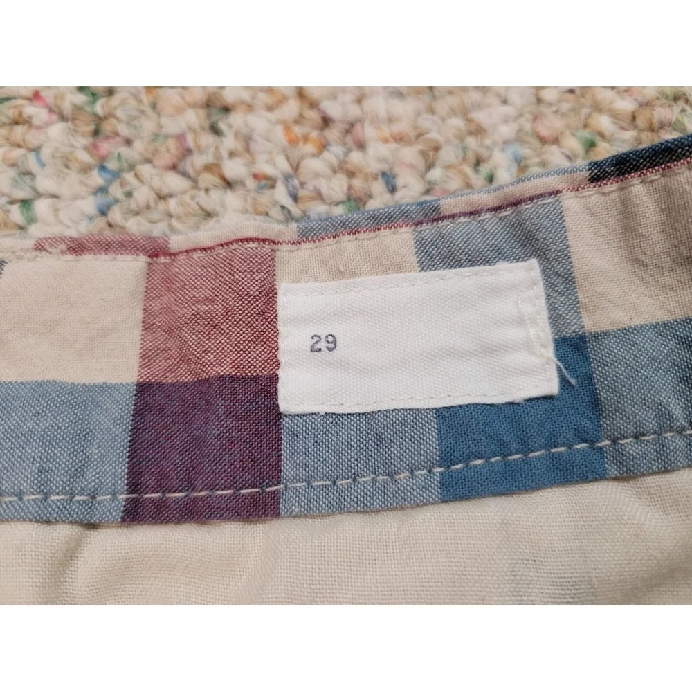 Gap Shorts Mens 29 Blue Red Plaid Check Cotton Chino Preppy 9.5in Inseam